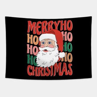 Retro Santa Claus HO HO HO Merry Christmas Tapestry