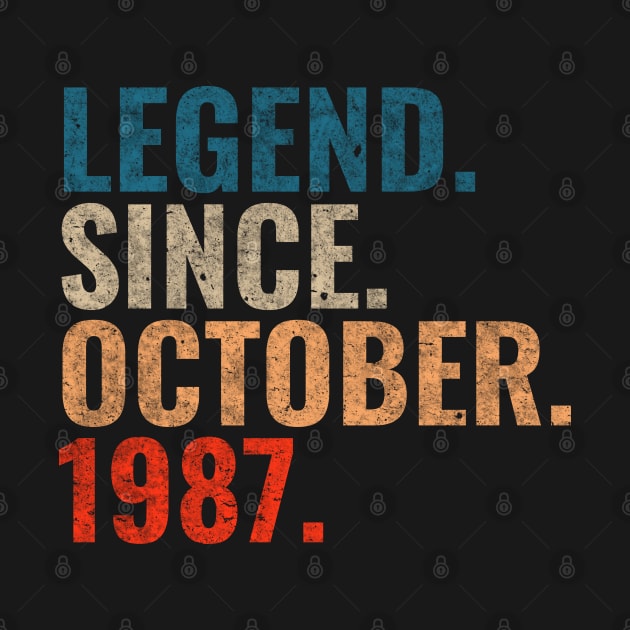 Legend since October 1987 Retro 1987 birthday shirt by TeeLogic