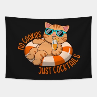 No Cookies Just Cocktails Funny Cat Tapestry