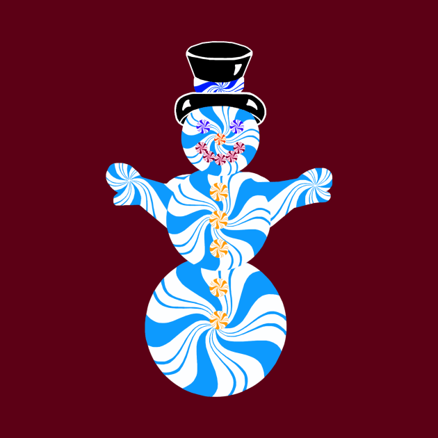 Blue Peppermint Holiday Snowman by Art by Deborah Camp