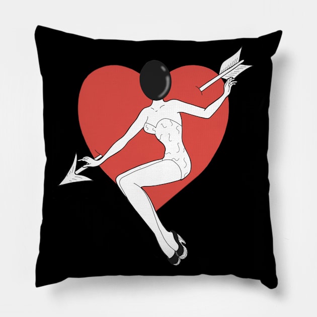 Lady balloon heart Pillow by yoyoartis