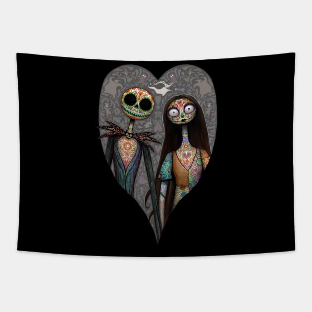 Nightmare Sugar Skulls Tapestry by nszerdy