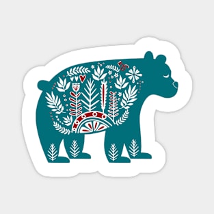 Scandinavian Bear Christmas Magnet