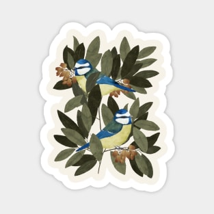 Blue Tit and Strawberry Tree Magnet