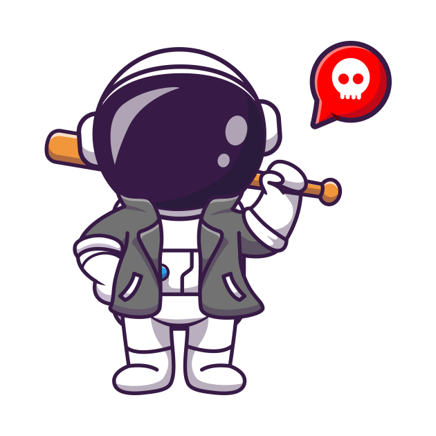 Cool Astronaut With Baseball Bat And Jacket Cartoon by Catalyst Labs