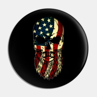 Flag American Beard Skull Pin