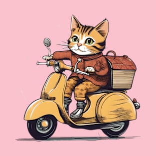 Cat Riding a Motor Scooter T-Shirt