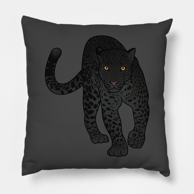 Black Jaguar Panther Stalking Pillow by dukito