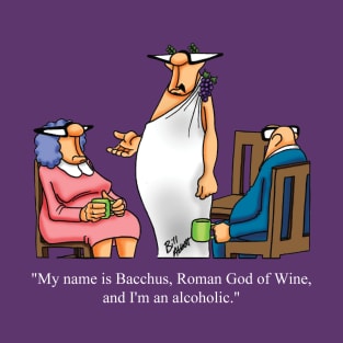 Funny Bacchus Wine God Cartoon Humor T-Shirt