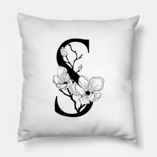 Letter S Monogram - Floral Initial Pillow