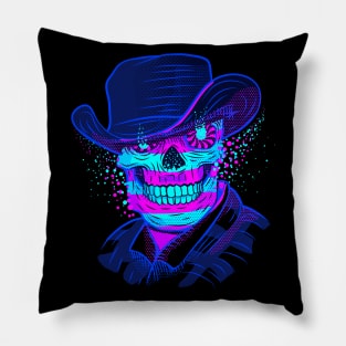 Neon Cowboy Skull Pillow