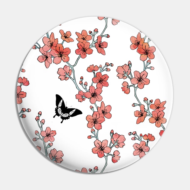 Peach pink sakura butterflies Pin by adenaJ