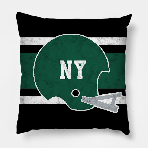 New York Football retro and distressed helmet and stripe Pillow by MulletHappens