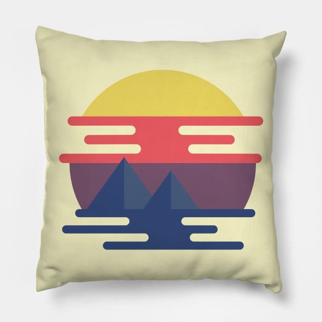 Pyramid Sunset Pillow by mikehilldesign