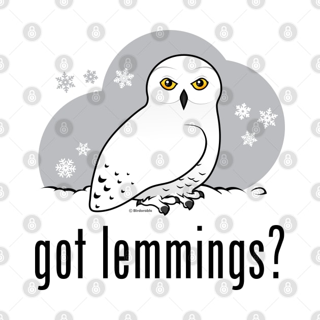 Funny Cartoon Snowy Owl: got lemmings? by birdorable