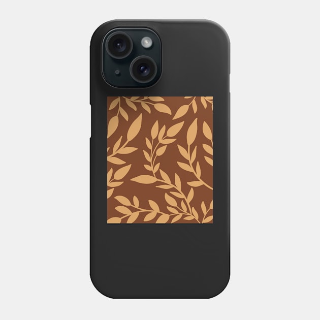 Abstract Earth Colors Botanical  Leaves Pattern Phone Case by zedonee