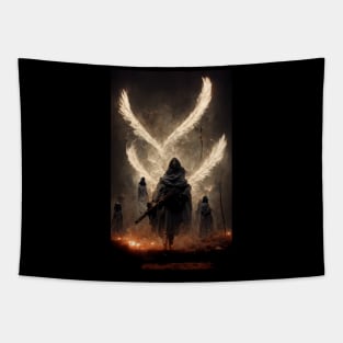 Fallen Angel With Savage Weapons Tapestry