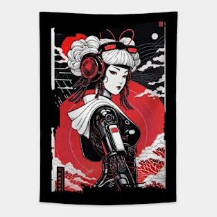 Japanese  Cyber Girl - Futuristic Style Tapestry