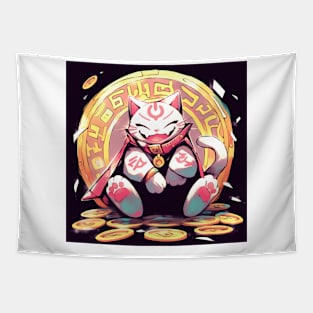 Coin Lucky Fairy Cat Tapestry