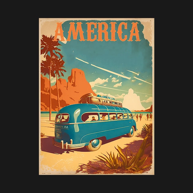 America Desert Vintage Travel Art Poster by OldTravelArt