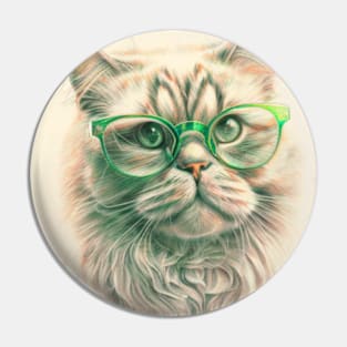 Cat with glasses 0.2 - Pencil Art Pin