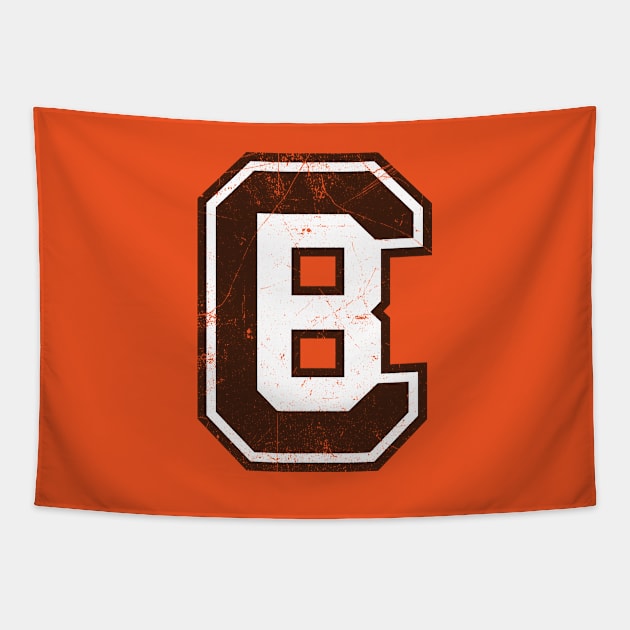 CB Football Monogram - Orange Tapestry by KFig21