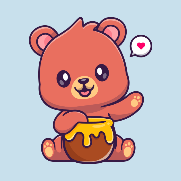 Cute Bear Eating Honey Cartoon by Catalyst Labs