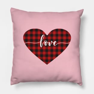 Love Plaid Heart Valentines Day Design Pillow