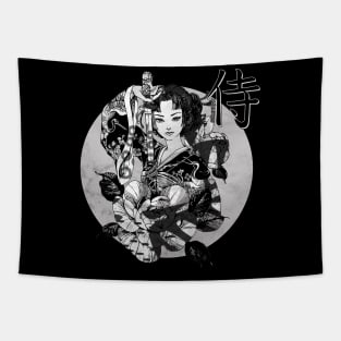 Girl Warrior Samurai Streetwear Vaporwave Kanji Character Japanese Aesthetic 630 Tapestry