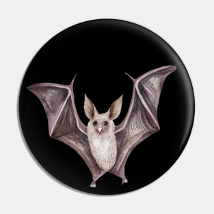 Flying Bat Mixed Media Illustration Pin