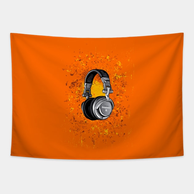 Headphones Grunge Tapestry by juyodesign