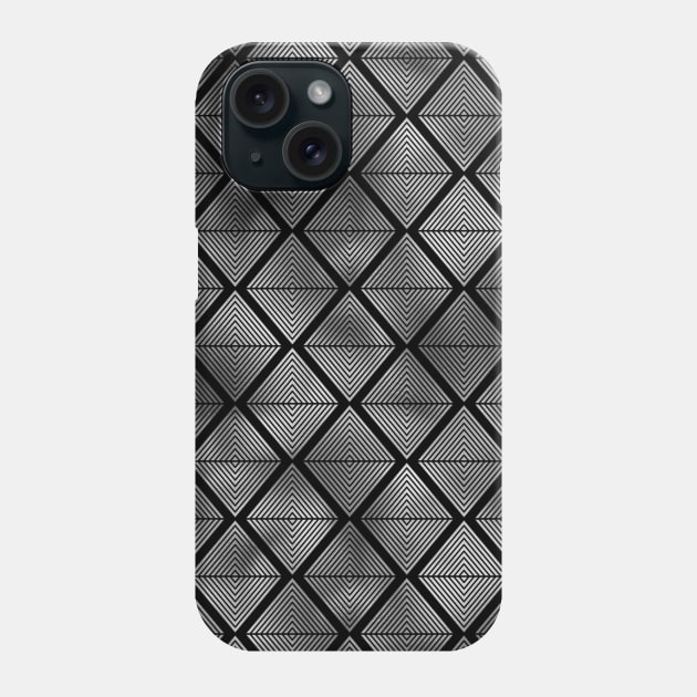 Lined Diamonds in Black and Silver Vintage Faux Foil Art Deco Vintage Foil Pattern Phone Case by podartist