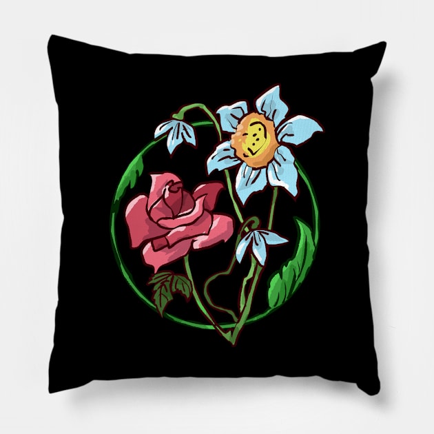 Flower Illustration Pillow by TheBestHumorApparel