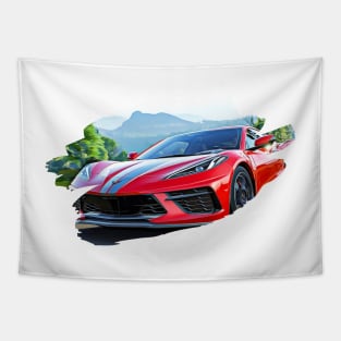 Corvette C8 Art Print Tapestry