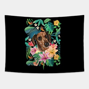 Tropical Brown Dachshund Doxie 2 Tapestry