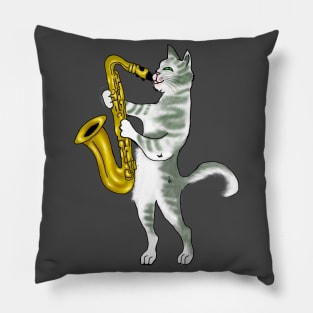 Funny Cat Lovers Saxophone Gift Pillow