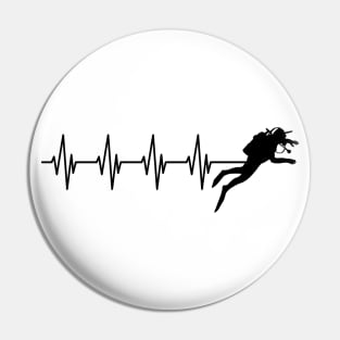 Scuba diver heartbeat Pin