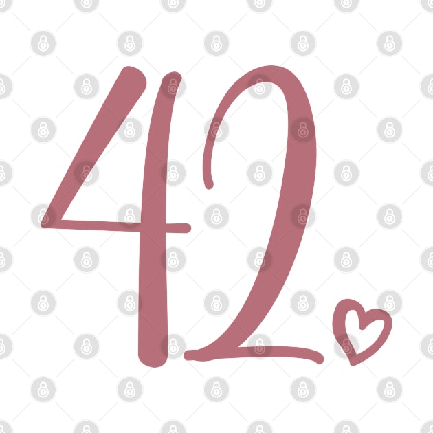 Cute Number 42 - Turning 42 Years Old, 42nd Birthday Gift For Men & Women by Art Like Wow Designs