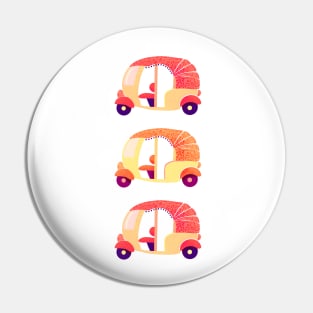 Orange and red hippie rickshaws Pin