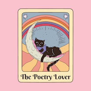 Poetry Lover Cat Reading Poem Retro Tarot T-Shirt
