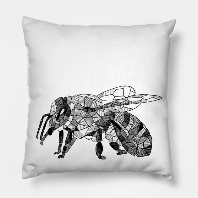 Honey Bee Geometric Sketch Art Pillow by polliadesign