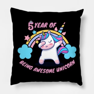 5 Year of being awesome unicorn Pillow