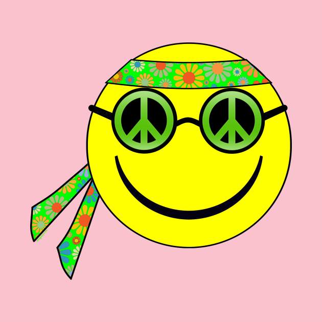 Smiley - Hippie - Peace Sign Sunglasses/Flower Headband by VeryHippie.com