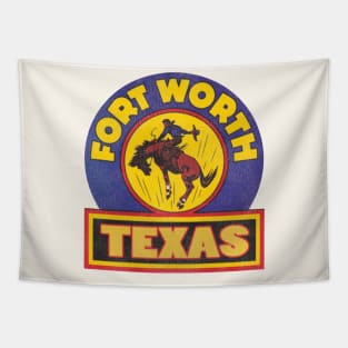 Vintage Fort Worth Texas Cowboy Rodeo Travel Souvenir Tapestry