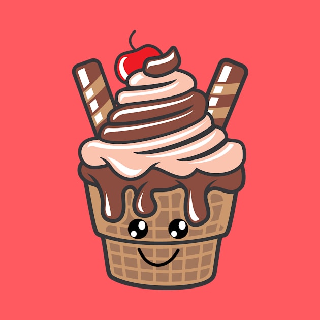 Cute Kawaii Ice Cream Sundae by KawaiinDoodle