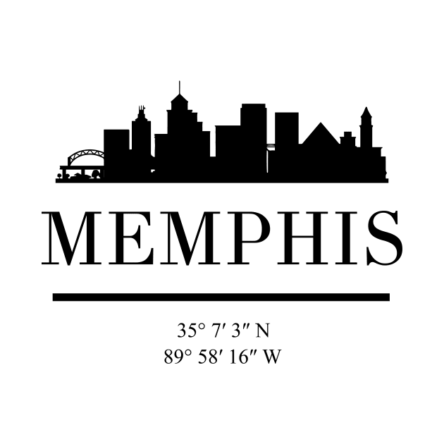 MEMPHIS TENNESSEE BLACK SILHOUETTE SKYLINE ART by deificusArt