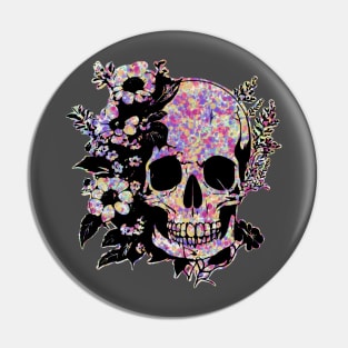 Skull and flowers colourful print Pin