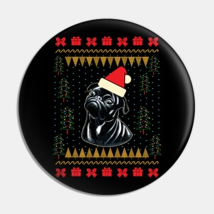 Black Pug Ugly Christmas Sweater Pin