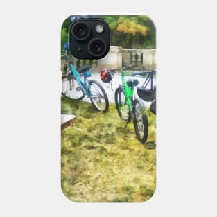 Bicycles - Line of Bicycles in Park Phone Case