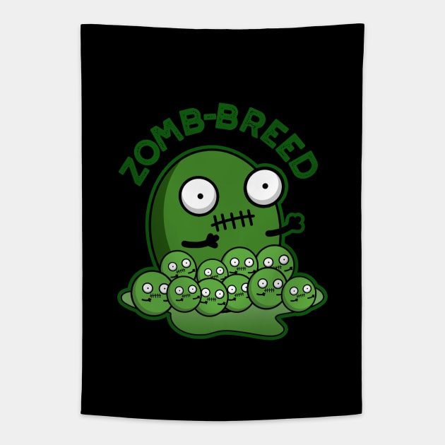 Zom-breed Cute Halloween Zombie Breed Pun Tapestry by punnybone